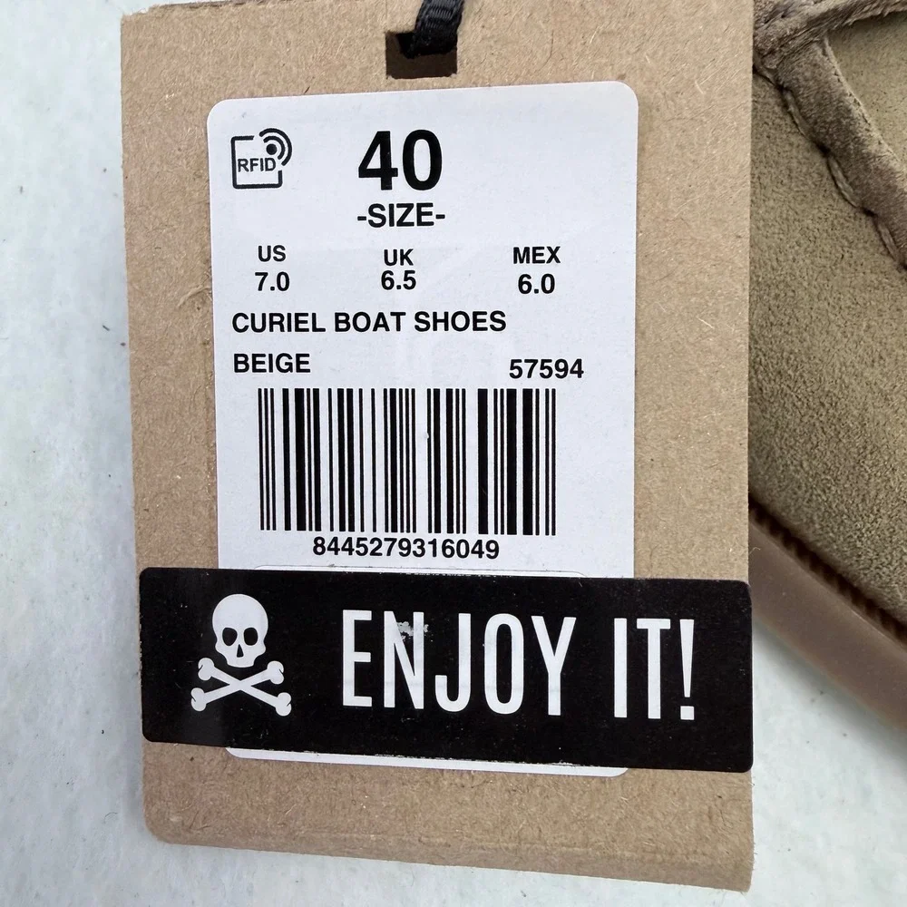 Scalpers Curiel Boat Shoes Beige Suede Leather Mens Size US 7 EU 40 57594 NIB